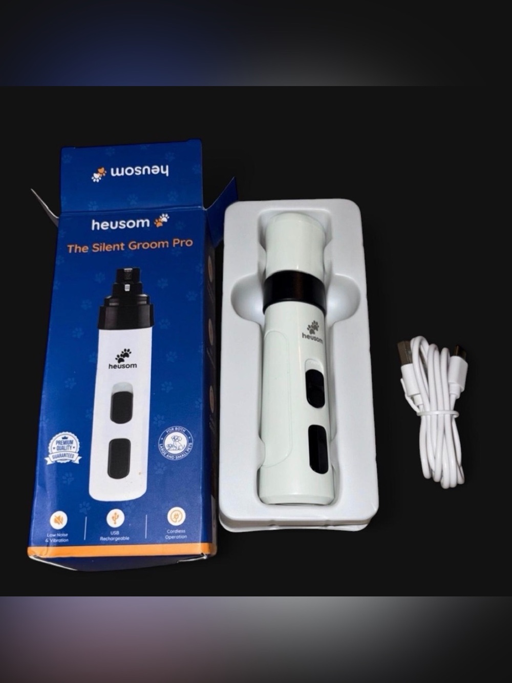 Silent Groom Pro Dog Nail Grinder - White